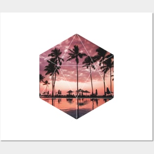 Sunset and Palms Geometric Photography Posters and Art